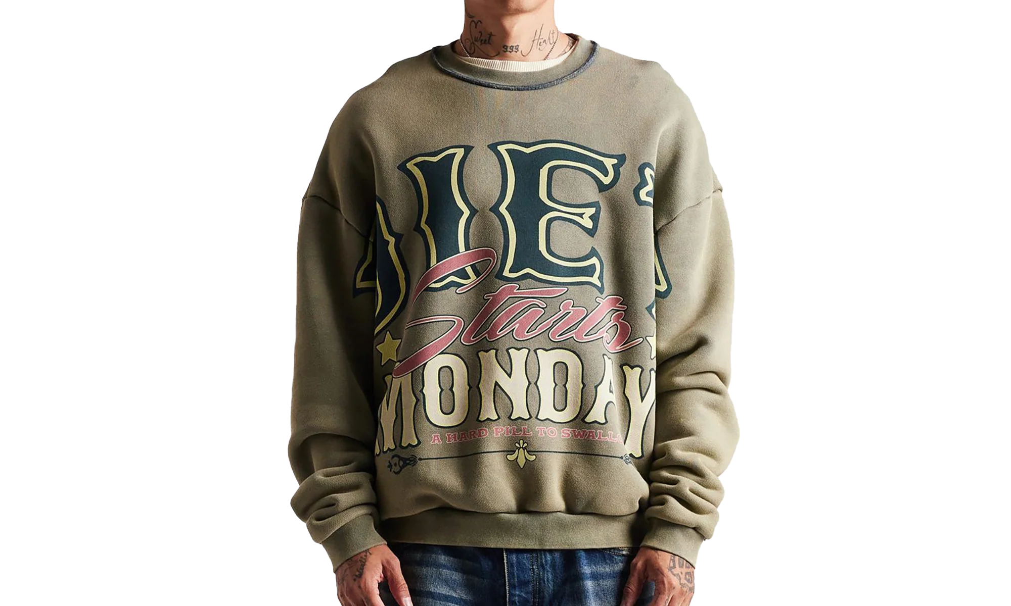 Jumbo Crewneck Sweater "Stonewash Olive" DSM HOL2501 020