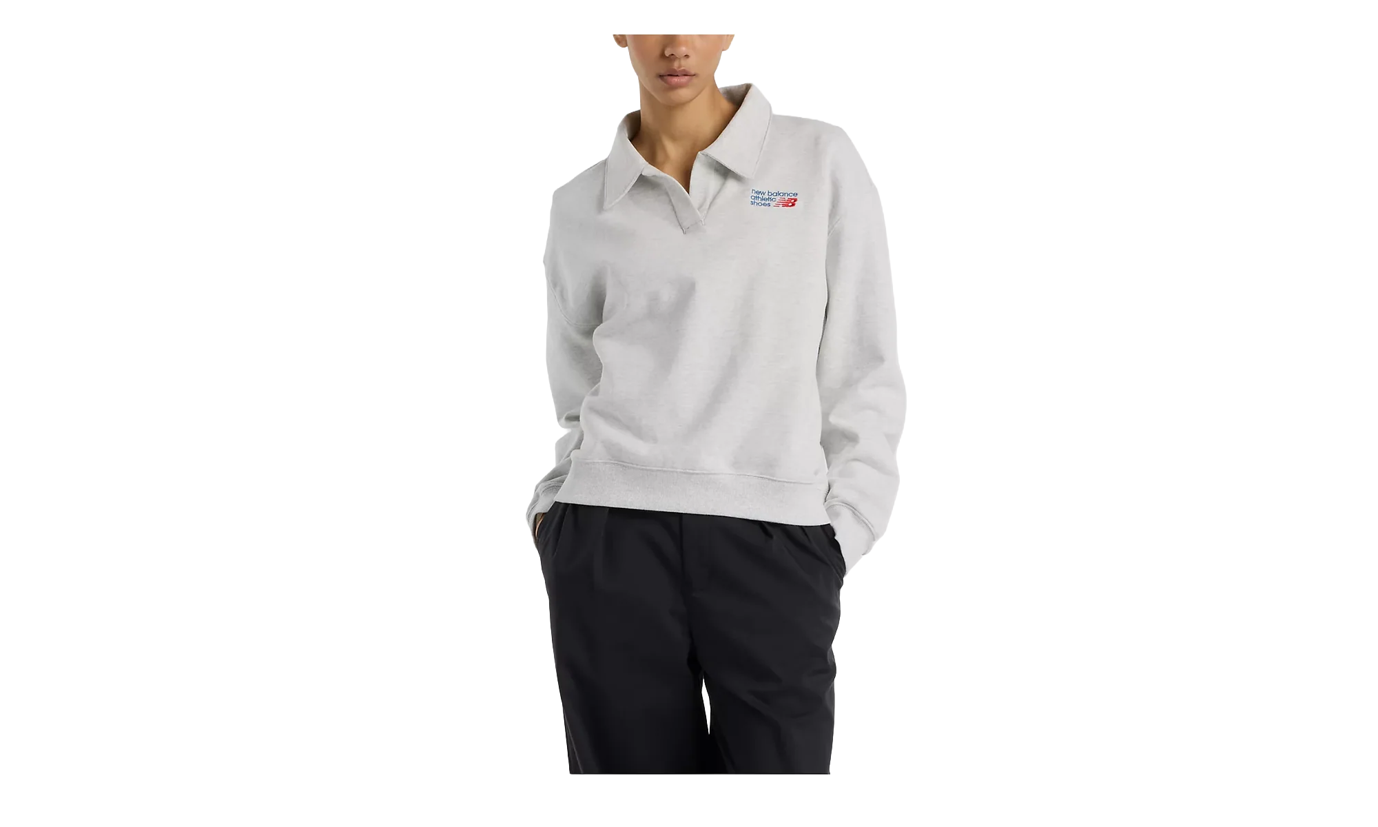 French Terry Polo Sweatshirt WMNS "Ash Heather" WT51513AHH