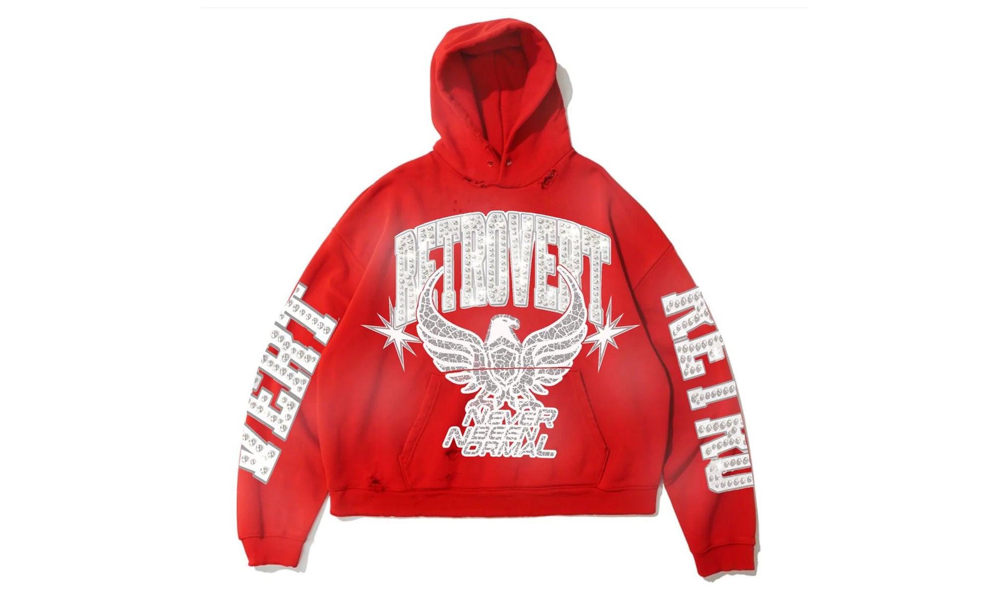 Rhinestone Never Been Normal Hoodie "Red" RET003