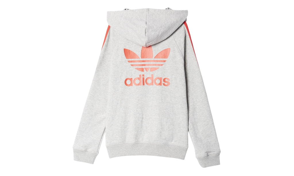 OriginalsTrefoil Hoodie GS "Medium Grey Heather / Red" S96086