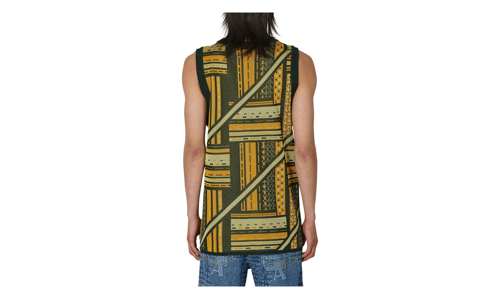 Kalonji Knit Vest "Green / Yellow" M AHLU KN007 SS23 YA03 GR