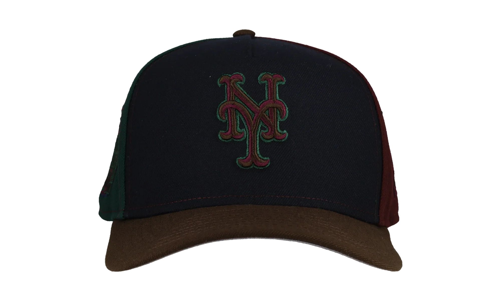 9FIFTY New York Mets Subway Series Pinwheel A Frame Snapback Hat "Black / Dark Green / Brown" NE217