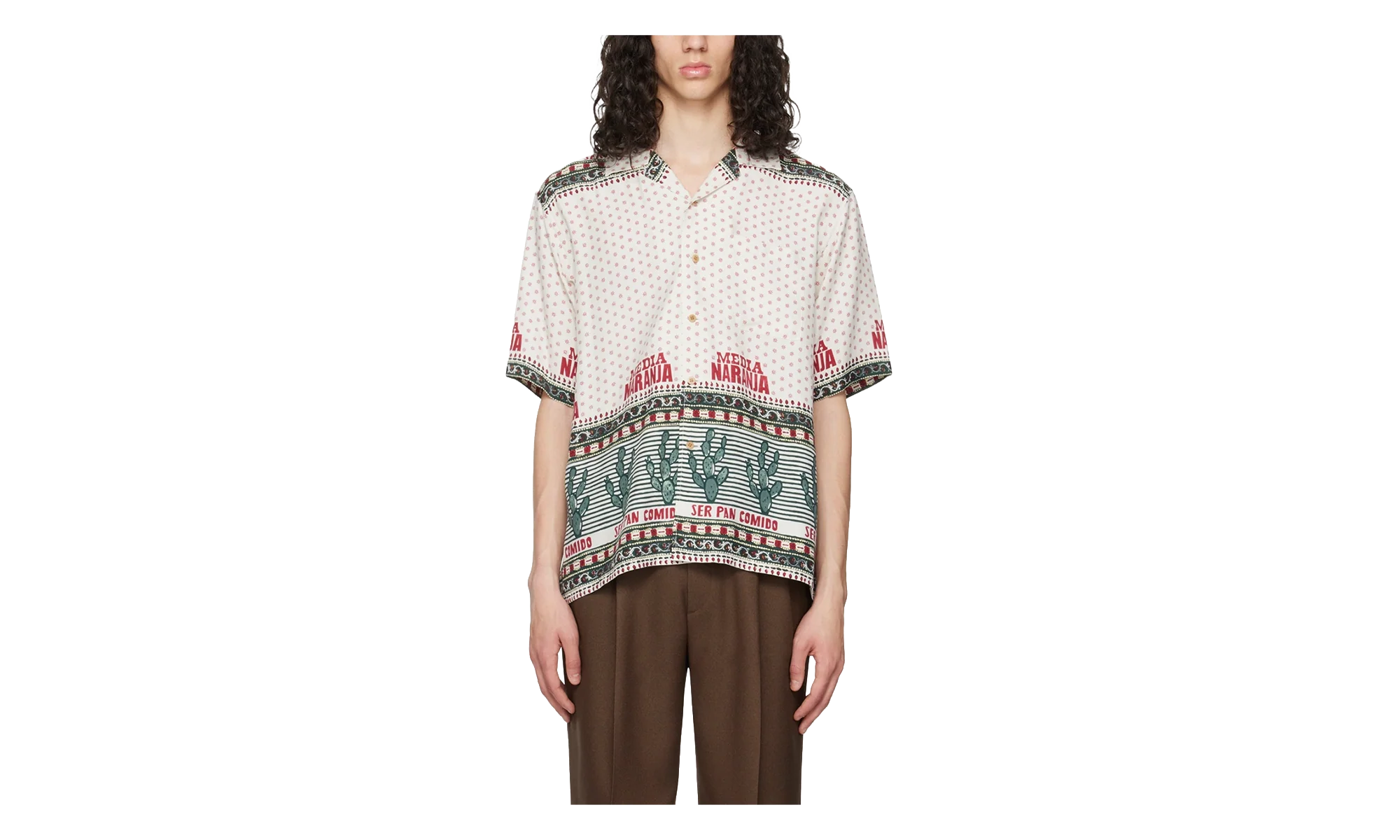 Media Naranja Open Collar Shirts "Beige" 963547