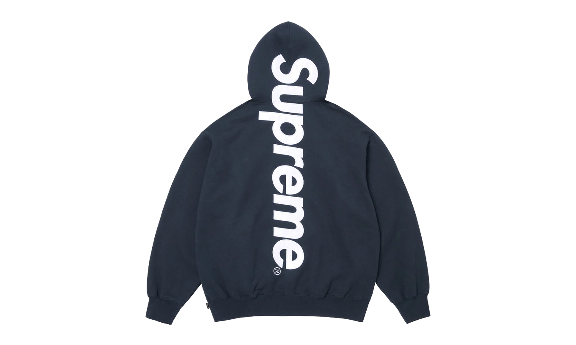 Satin Appliqué Hooded Sweatshirt "SS26 - Navy" SU27500