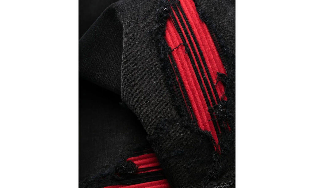 MX1 Ultra Suede Patch Jeans "Aged Black Red" AW22MDS010 023