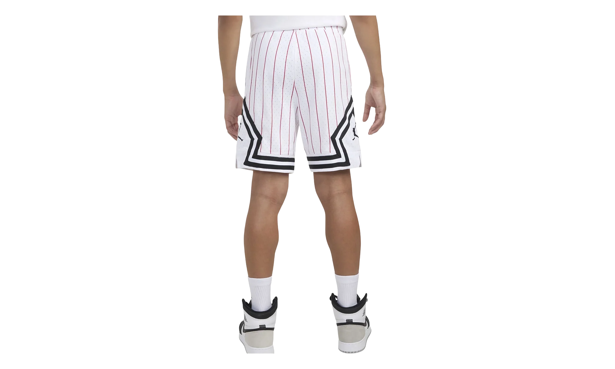 Air Jordan Pinstriped Diamond Shorts GS "White Striped Red" 95C890 001