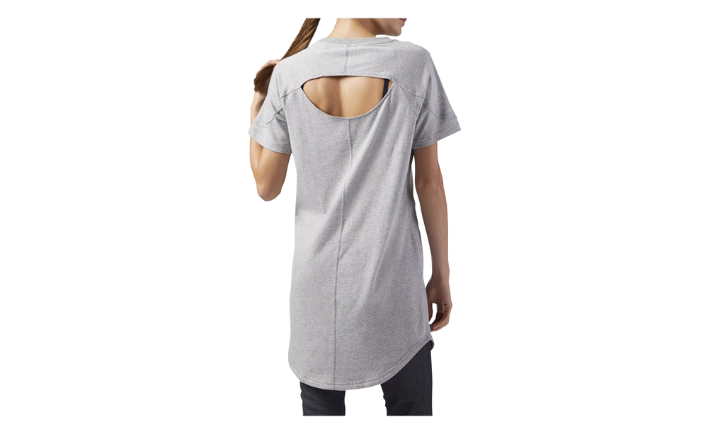 Classic Sportswear Open Back T-Shirt Dress WMNS "Medium Grey Heather" CF9493