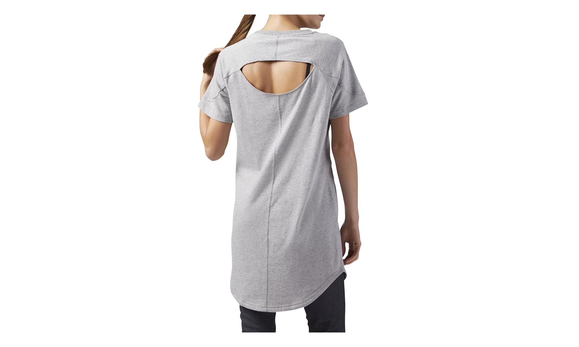 Classic Sportswear Open Back T-Shirt Dress WMNS "Medium Grey Heather" CF9493