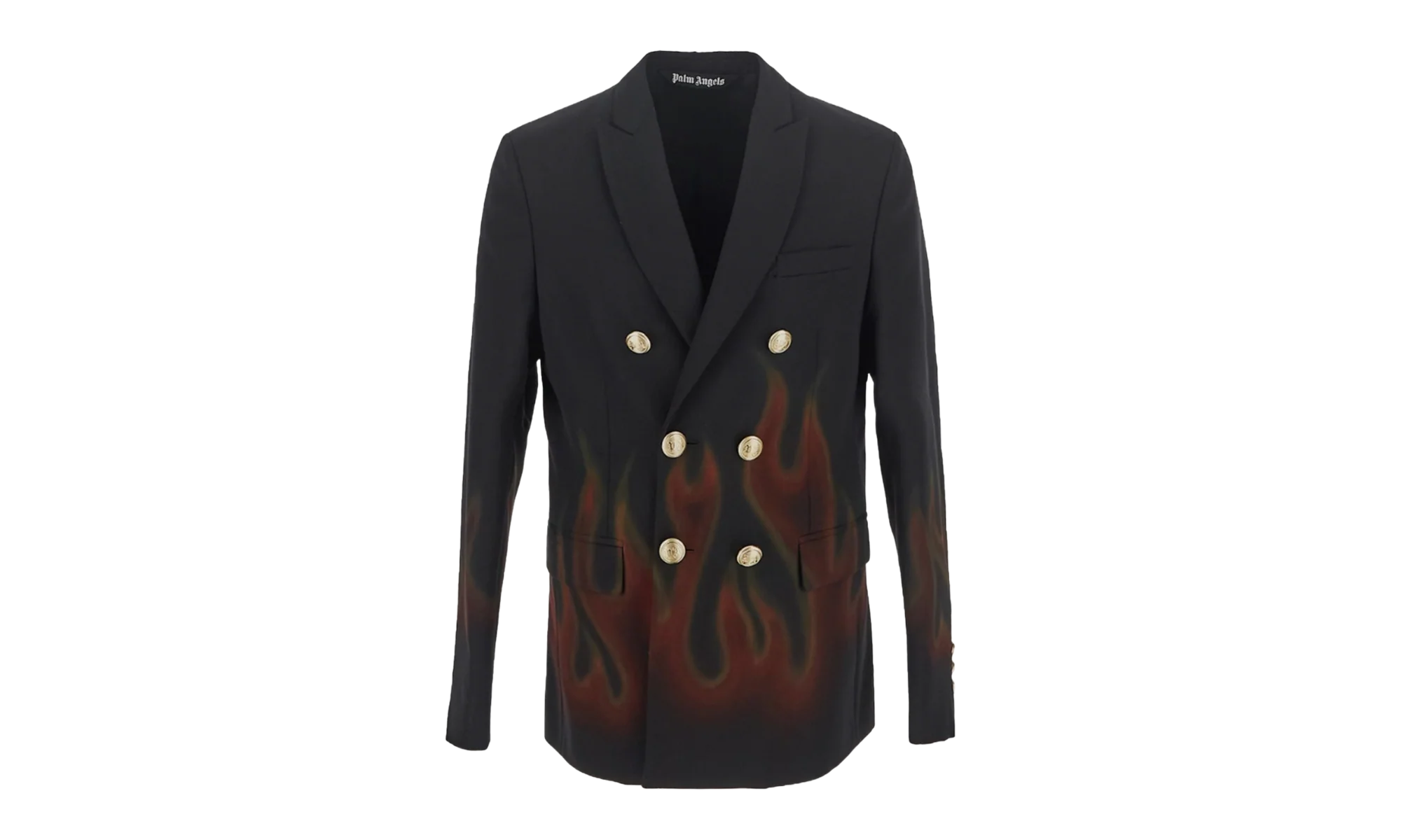 Burning Double-Breasted Blazer "Black and Red" PMEN023F22FAB0021025