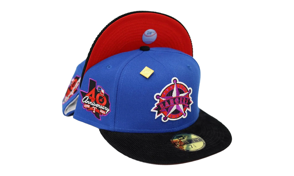 59FIFTY Texas Rangers 40th Anniversary Fitted Hat "Blue / Black - Corduroy Visor" NE397