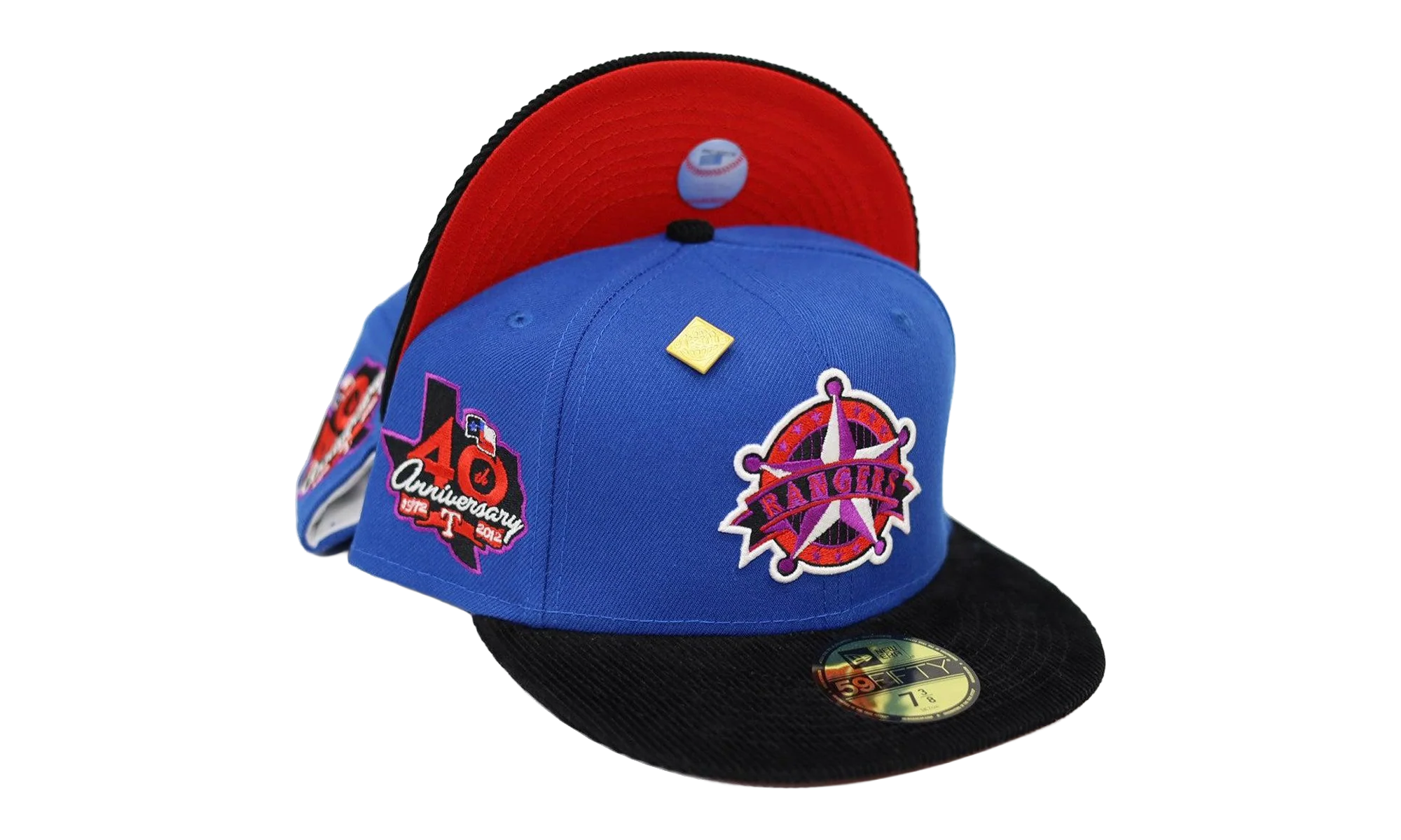 59FIFTY Texas Rangers 40th Anniversary Fitted Hat "Blue / Black - Corduroy Visor" NE397