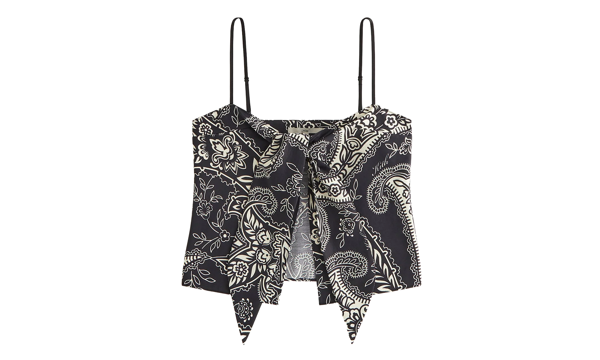 Luna Paisley Tie Front Cami Top WMNS "Black" KITH123