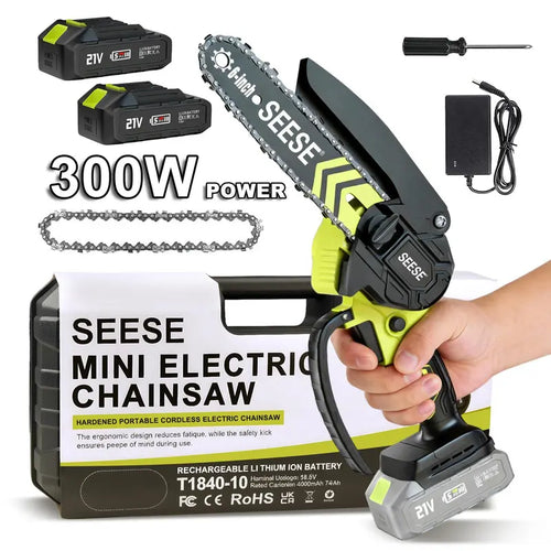 6" Brushless Mini Chainsaw with Auto Oiling, Cordless Electric Chain Saw, 2000mAh Battery