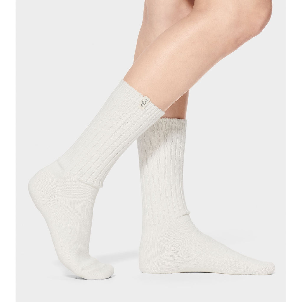 Women's Rib Knit Slouchy Crew Sock in White