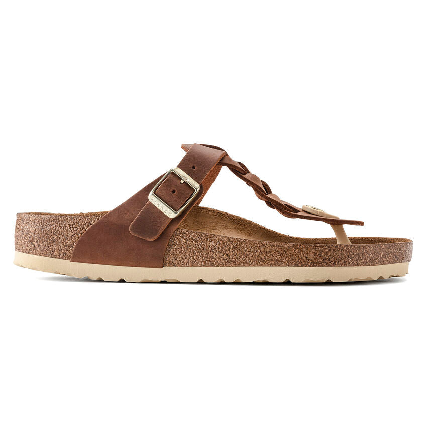 Gizeh Braid Oiled Leather Sandal in Cognac