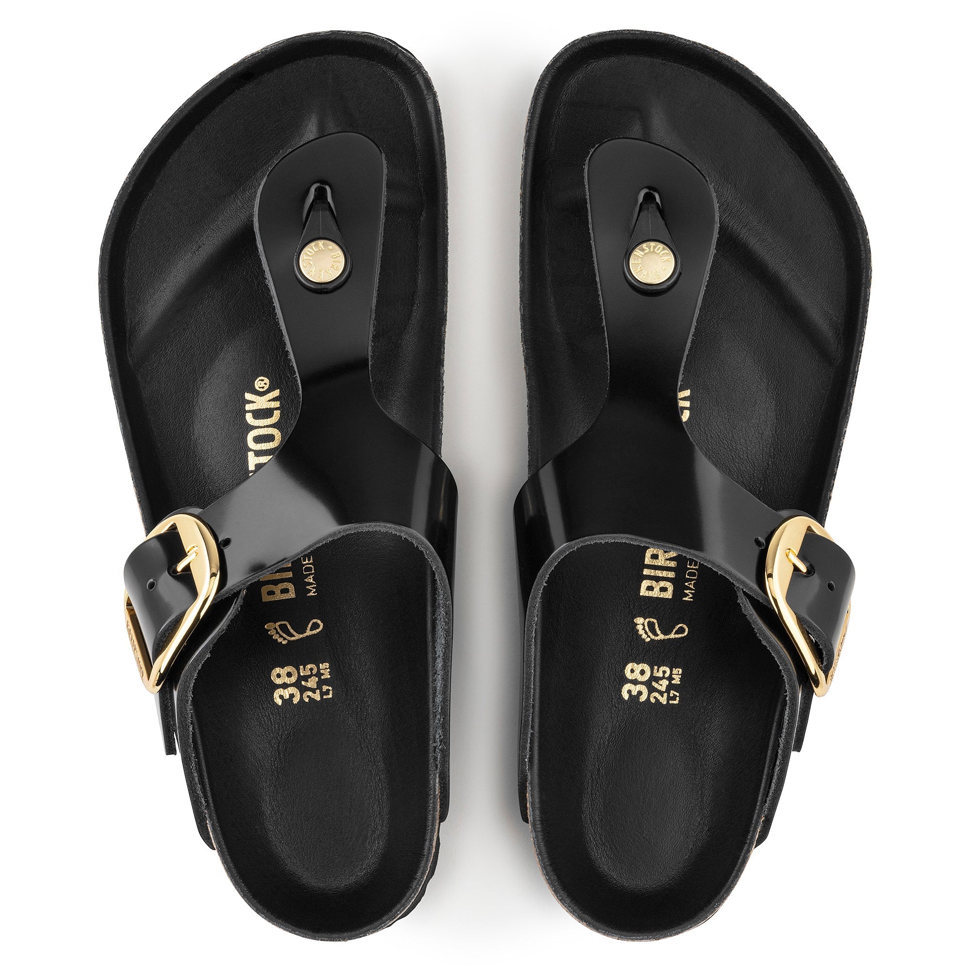 Gizeh Big Buckle Natural Patent in High Shine Black