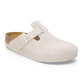 Boston Suede Leather Soft Footbed Clog in Antique White