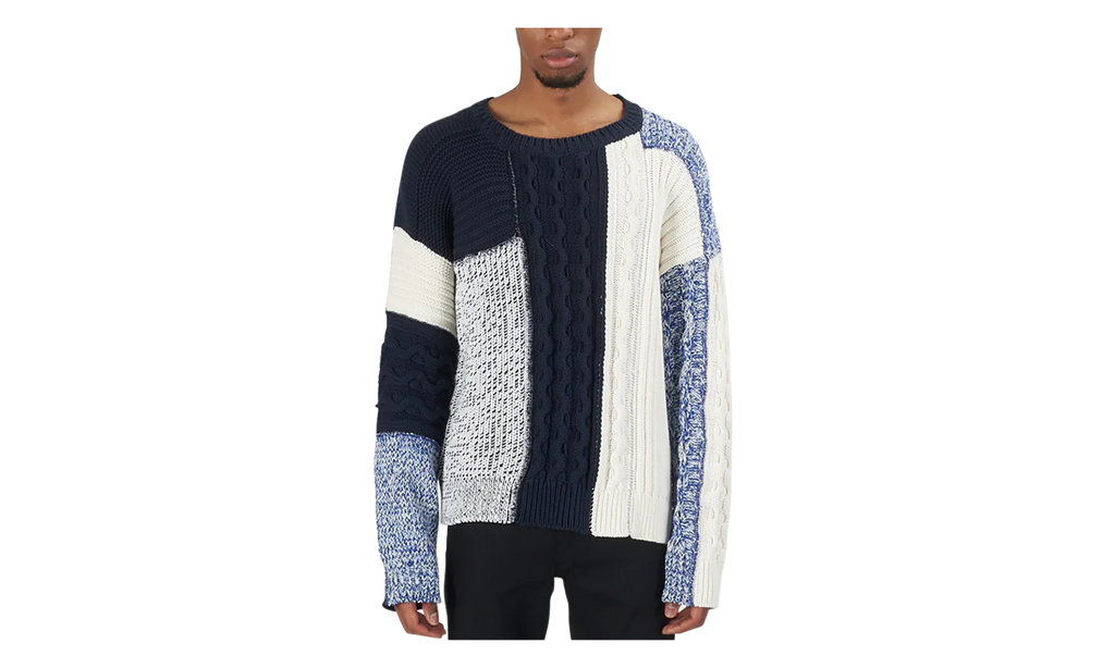 Knit Patchwork Sweater "Mixed Blues" BALMAINMS7 11