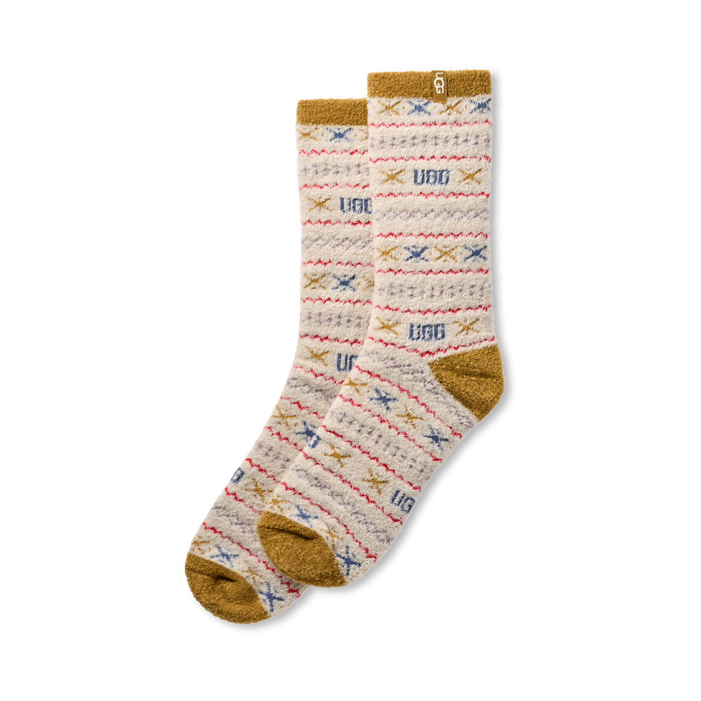 Women's Leslie Graphic Crew Sock Ochre Green Multi UGGisle