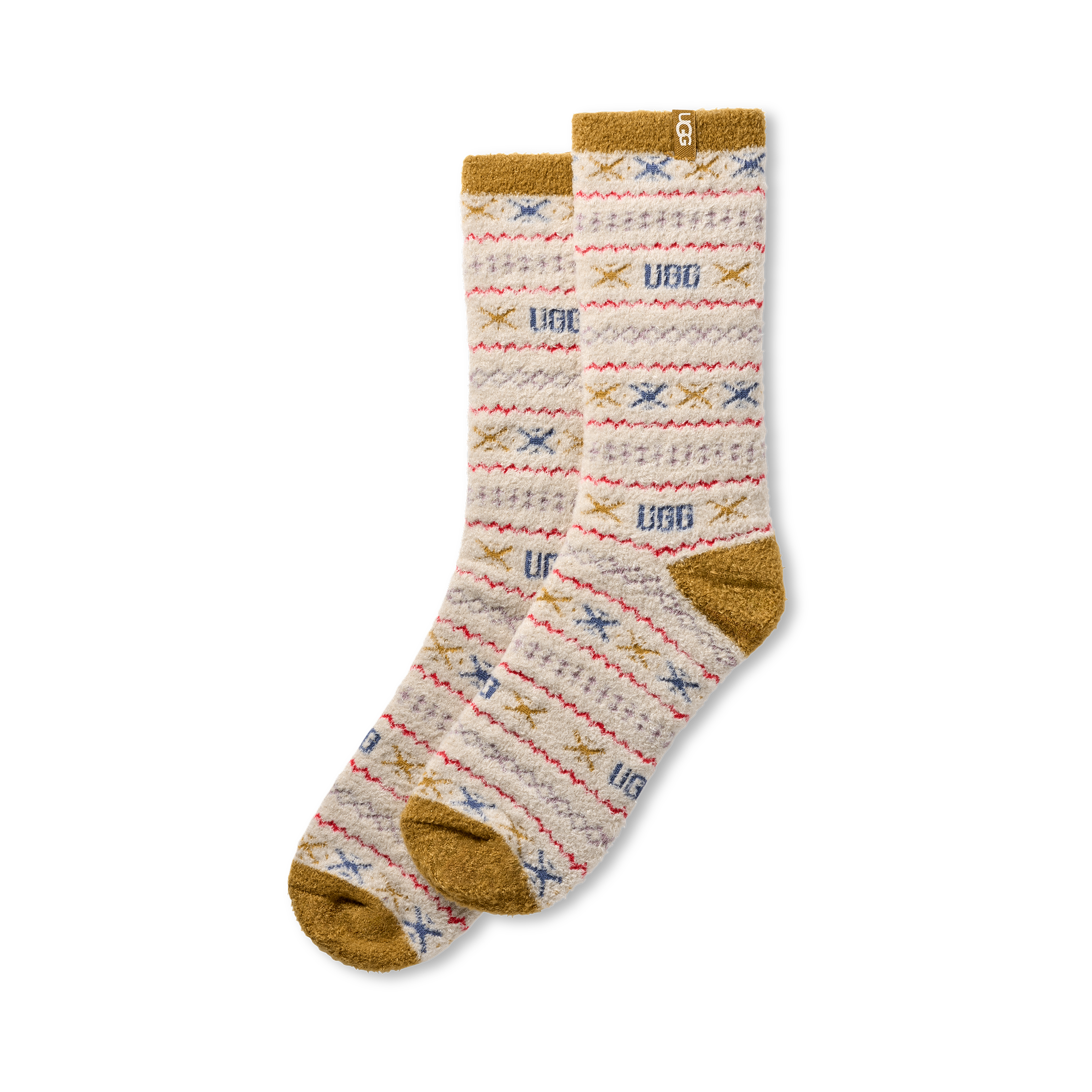 Women's Leslie Graphic Crew Sock Ochre Green Multi UGGisle