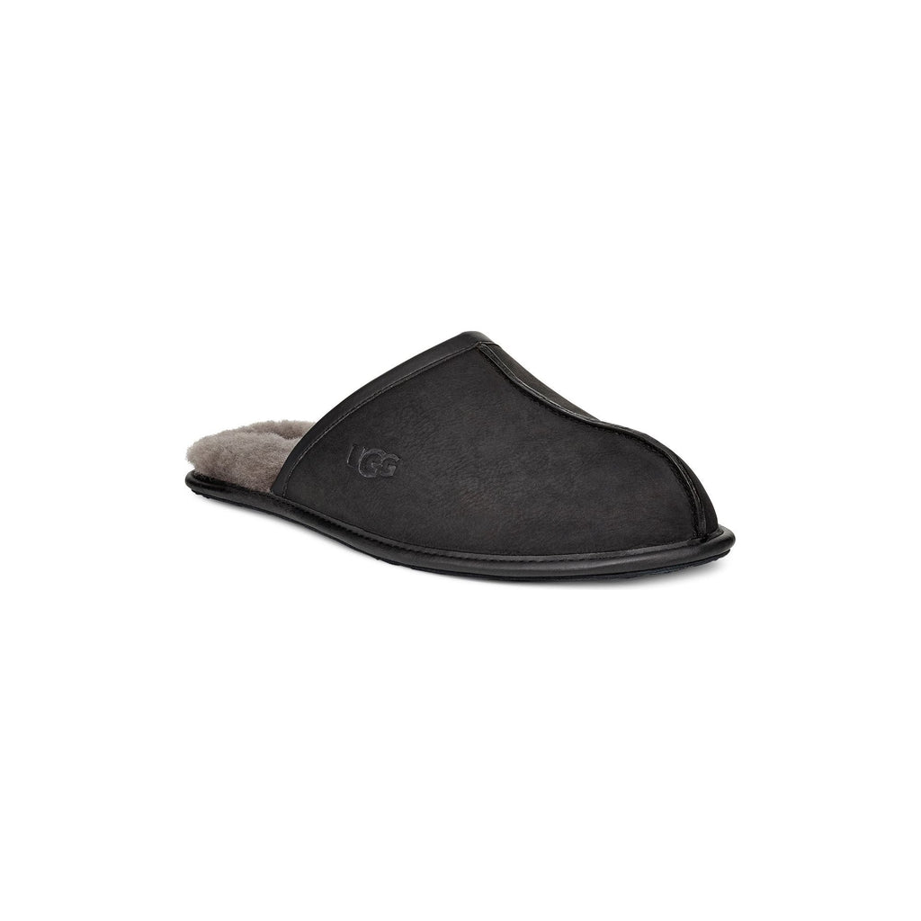 Men's Scuff Leather Slipper in Black