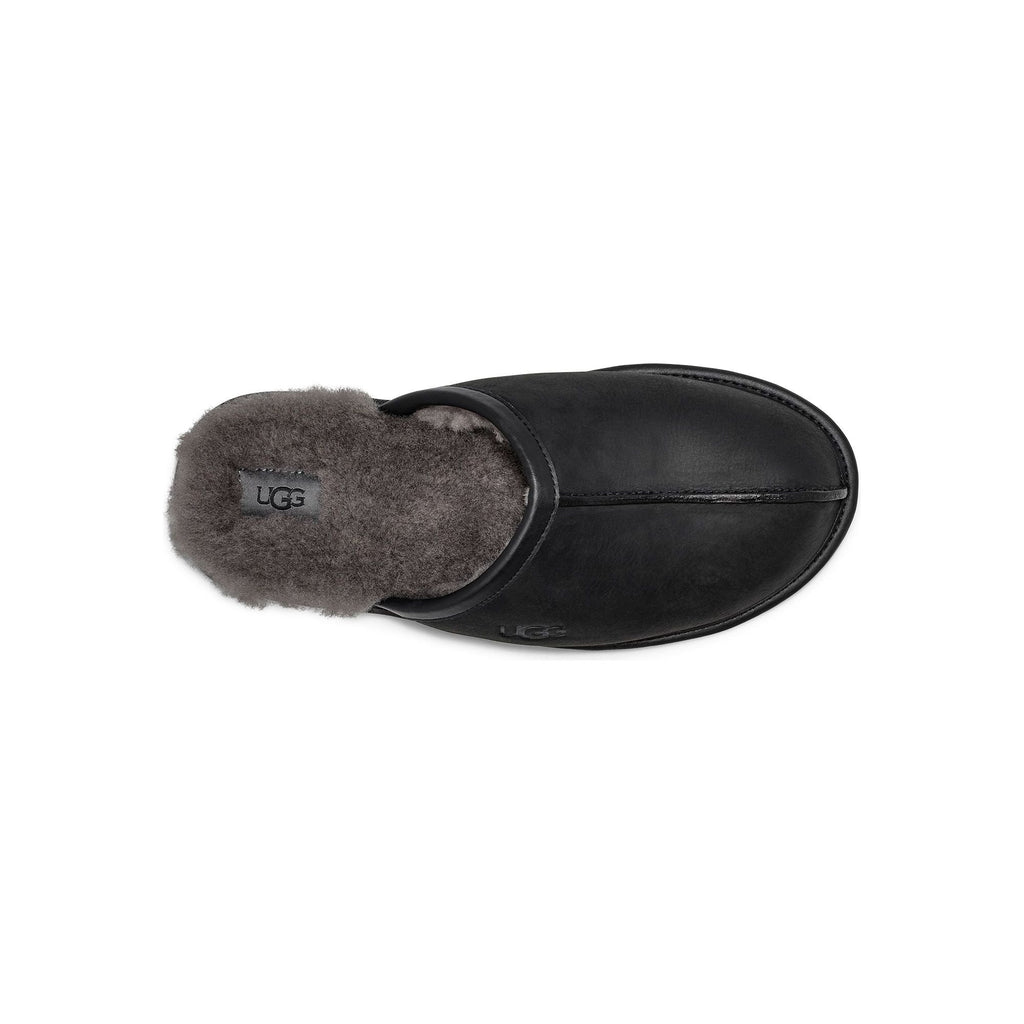 Men's Scuff Leather Slipper in Black
