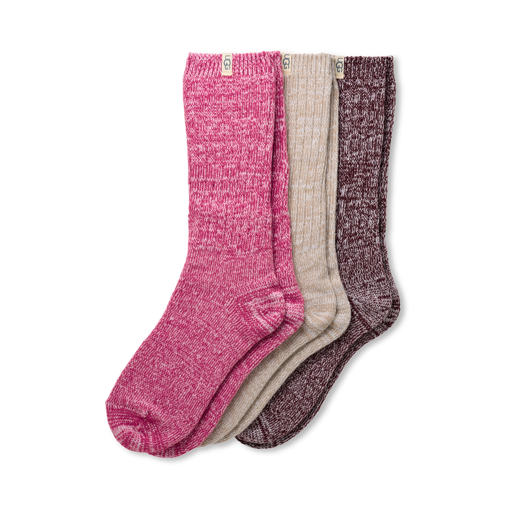 Women's Rib Knit Slouchy Crew 3 Pack in Chroma Pink/Putty/Wild Grape