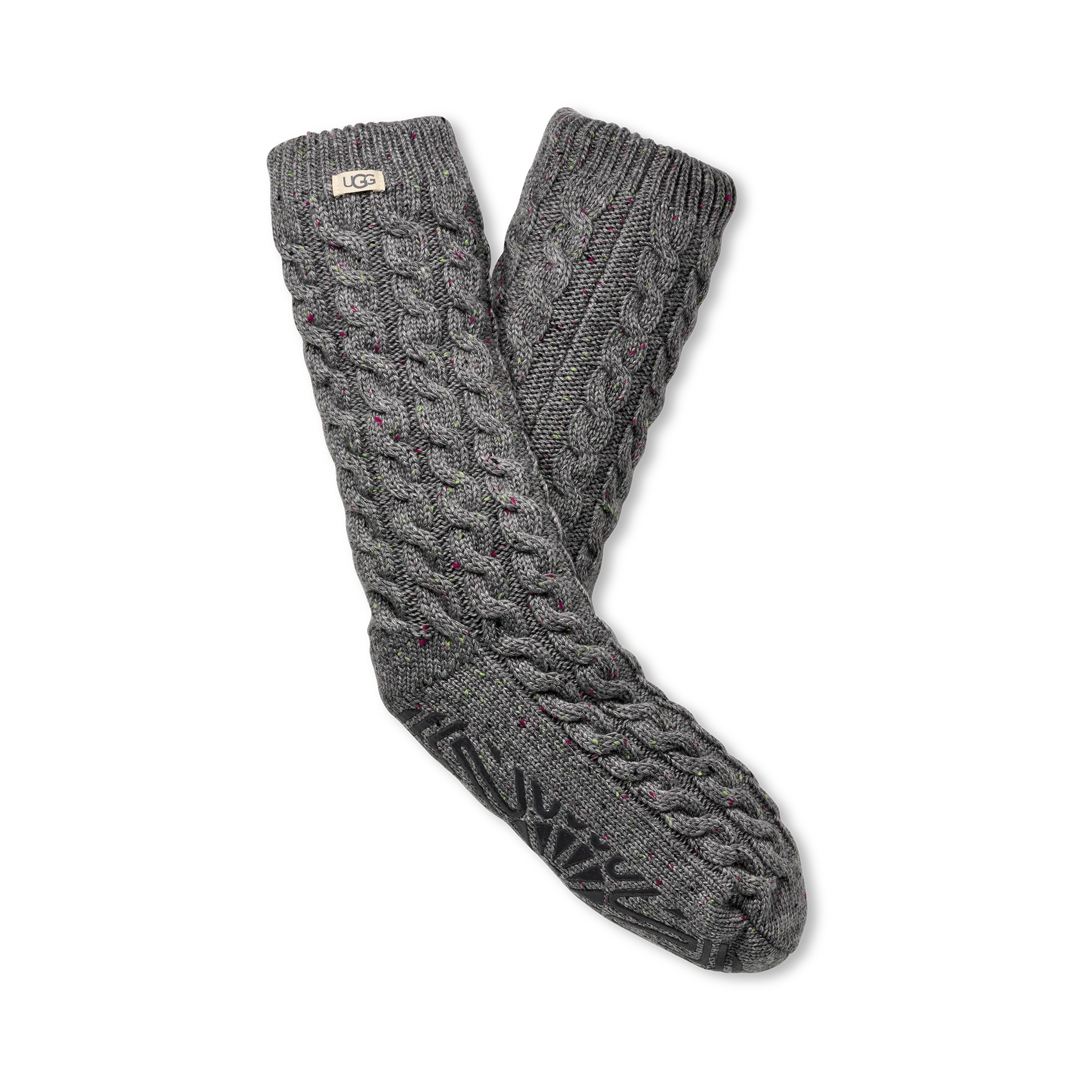 Women's Elowyn Cable Knit Fleece Lined in Charcoal Heather Confetti