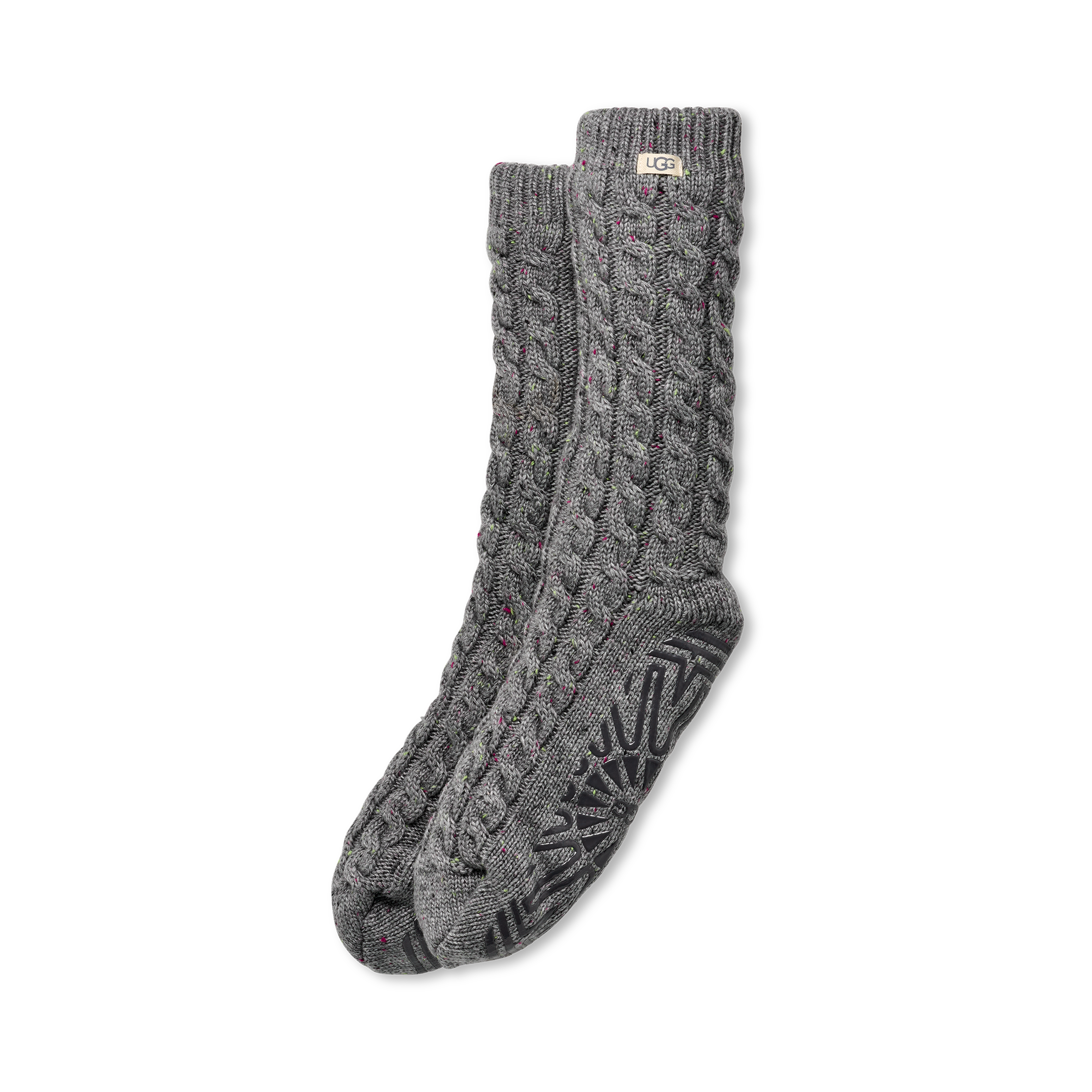 Women's Elowyn Cable Knit Fleece Lined in Charcoal Heather Confetti