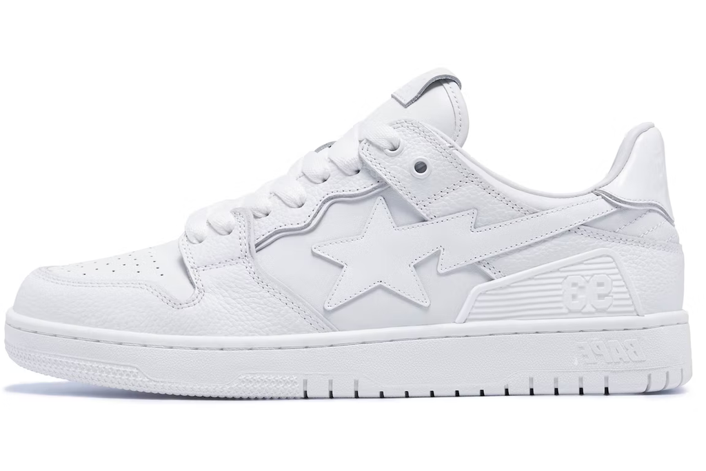 A Bathing Ape SK8 Sta Triple White Patent Leather