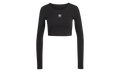 Essentials Ribbed Crop Long Sleeve Tee WMNS "Black" IW5725