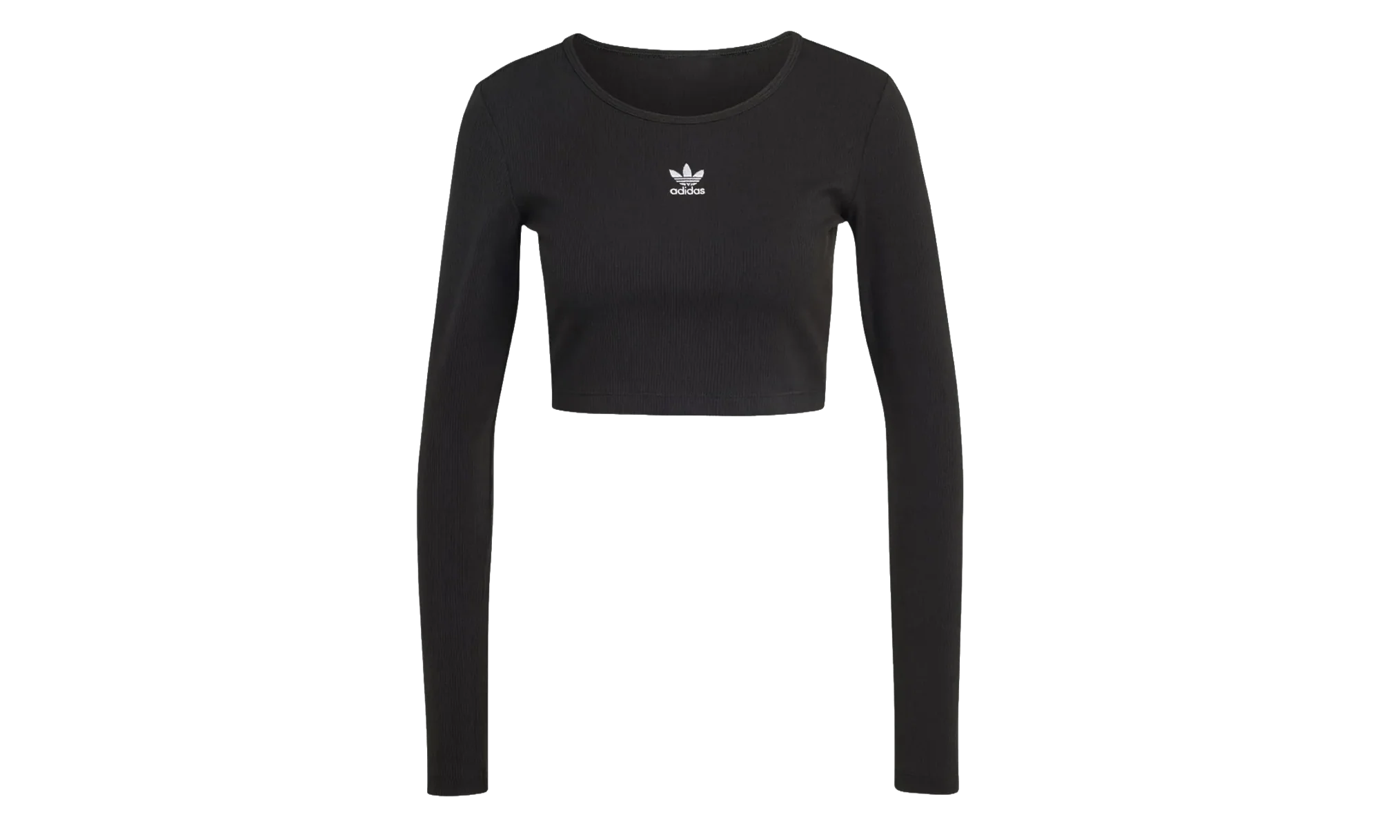 Essentials Ribbed Crop Long Sleeve Tee WMNS "Black" IW5725