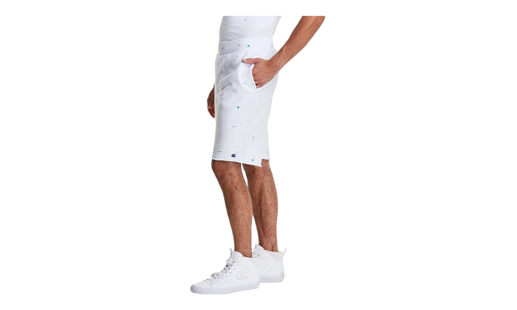 C-Life Reverse Weave Paint Splatter Shorts "White" 825977 AZ0C