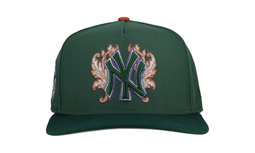 9FIFTY New York Yankees 1999 World Series Flames A Frame Snapback Hat "Green / Copper Flames" NE250