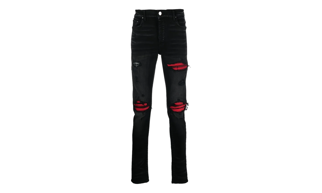 MX1 Ultra Suede Patch Jeans "Aged Black Red" AW22MDS010 023