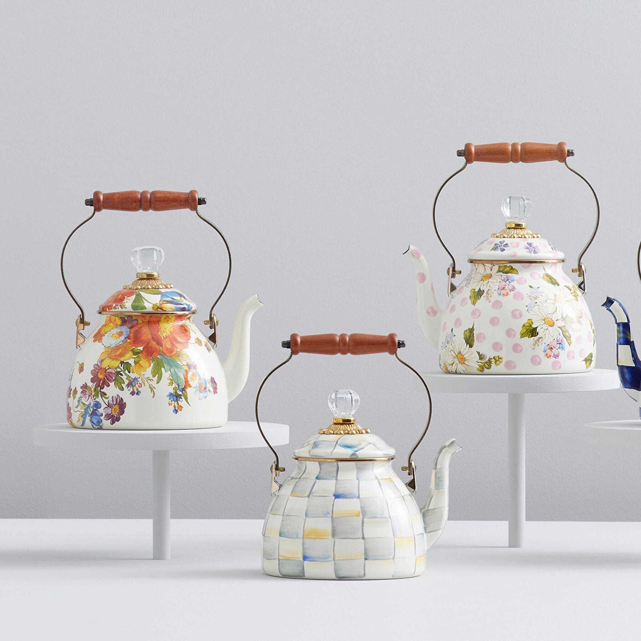 STERLING Grey Tones Enamel Tea Kettle by Mackenzie Childs 1,89L