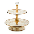 Mocha Check Two Tier Sweet Stand by MacKenzie-Childs