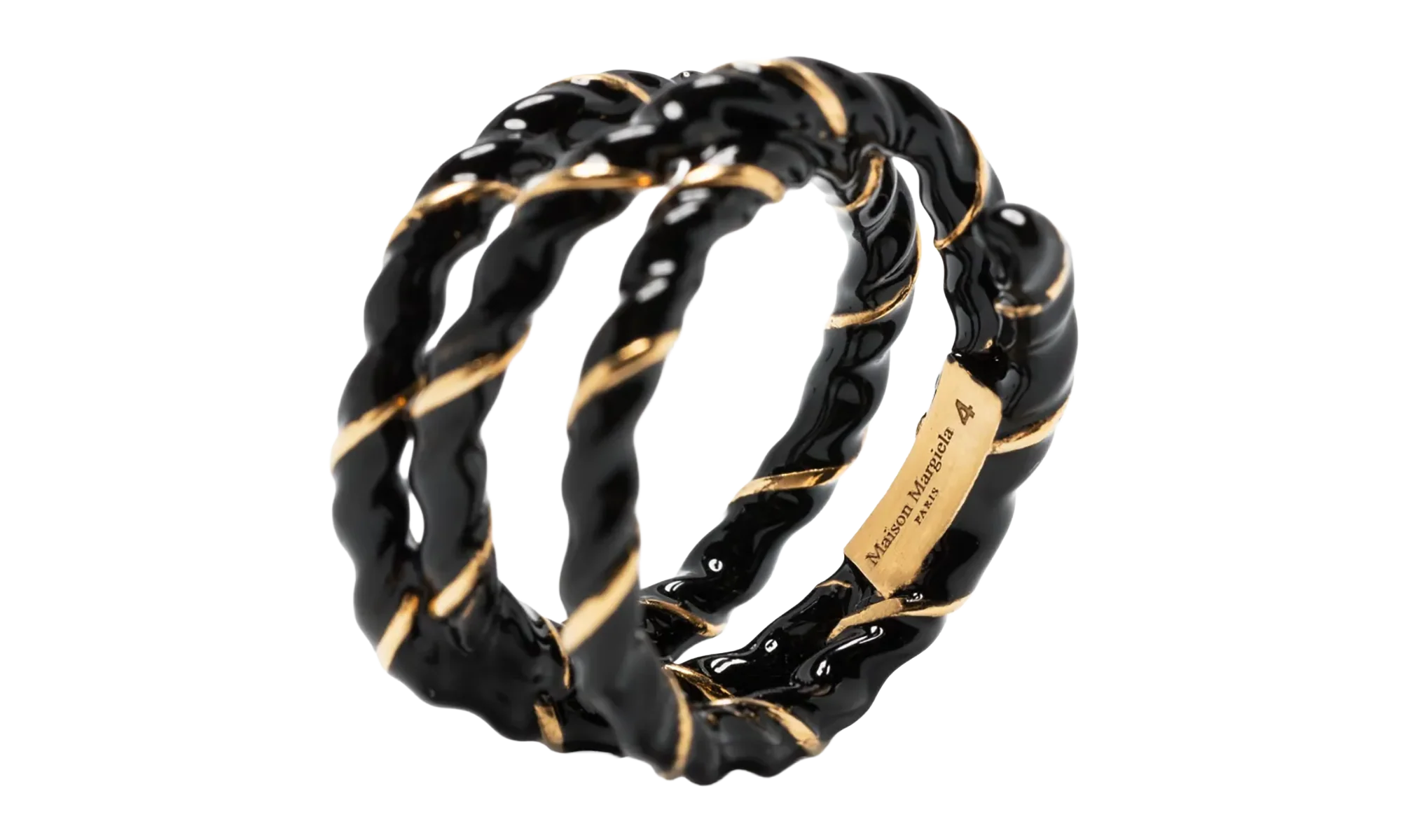 GOLD PLATED TWISTED RING "Black / Gold" SM1UQ0108P6477967