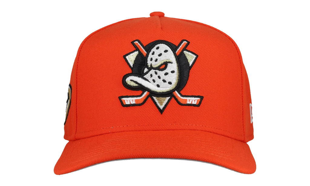9FIFTY Anaheim Mighty Ducks Team Color A Frame Snapback Hat "Red - Grey Brim" NE464