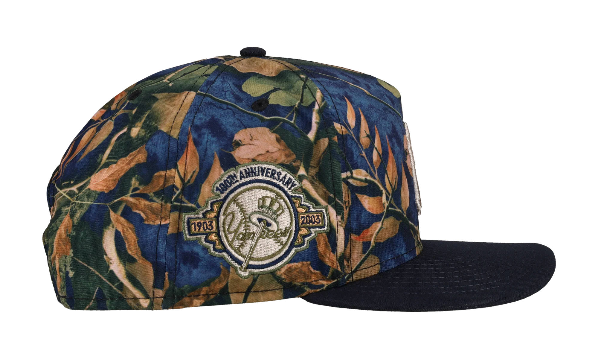 9FIFTY New York Yankees 100th Anniversary A Frame Snapback Hat "Leaves / Blue" NE289