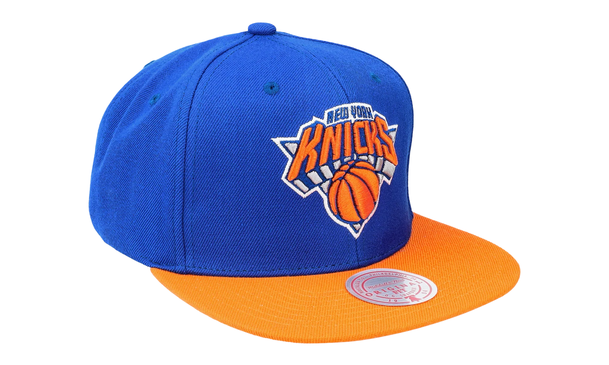 NBA Two-Tone 2.0 Hardwood Classics Fitted Cap "New York Knicks - Royal Blue / Orange" 6HSFJS19193 NYKRYOR