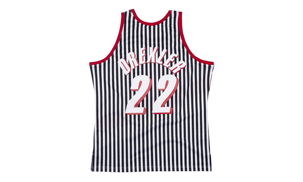 NBA Clyde Drexler Striped Swingman Jersey "1991 Portland Trail Blazers" SMJYBW19047 PTBPTBK91CDR
