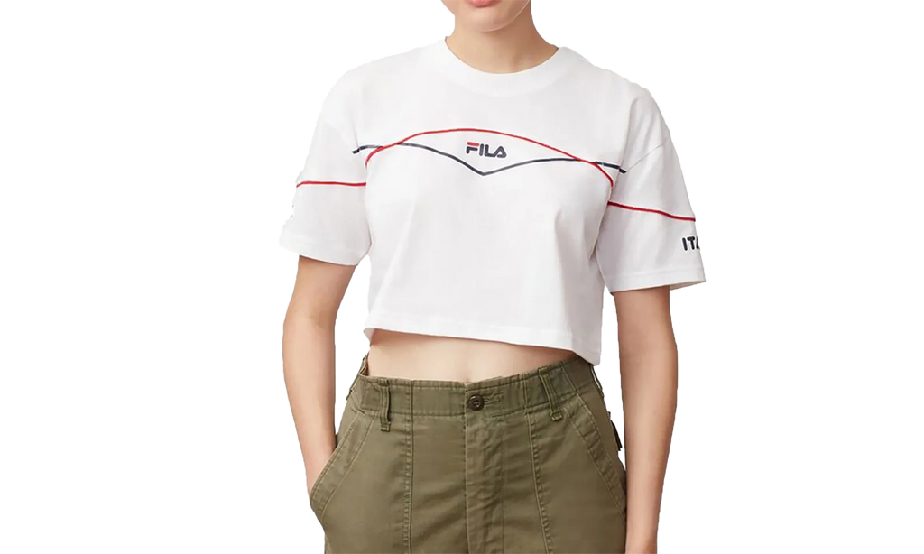 Kana Crop T-Shirt WMNS "White Peacoat Red" LW933298 100