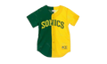 NBA Split Color Mesh Button Front Shirt "Seattle Supersonics - Green" BA88XS SSU E HF6