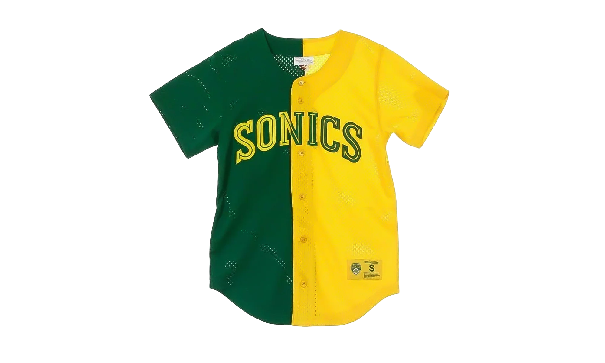 NBA Split Color Mesh Button Front Shirt "Seattle Supersonics - Green" BA88XS SSU E HF6