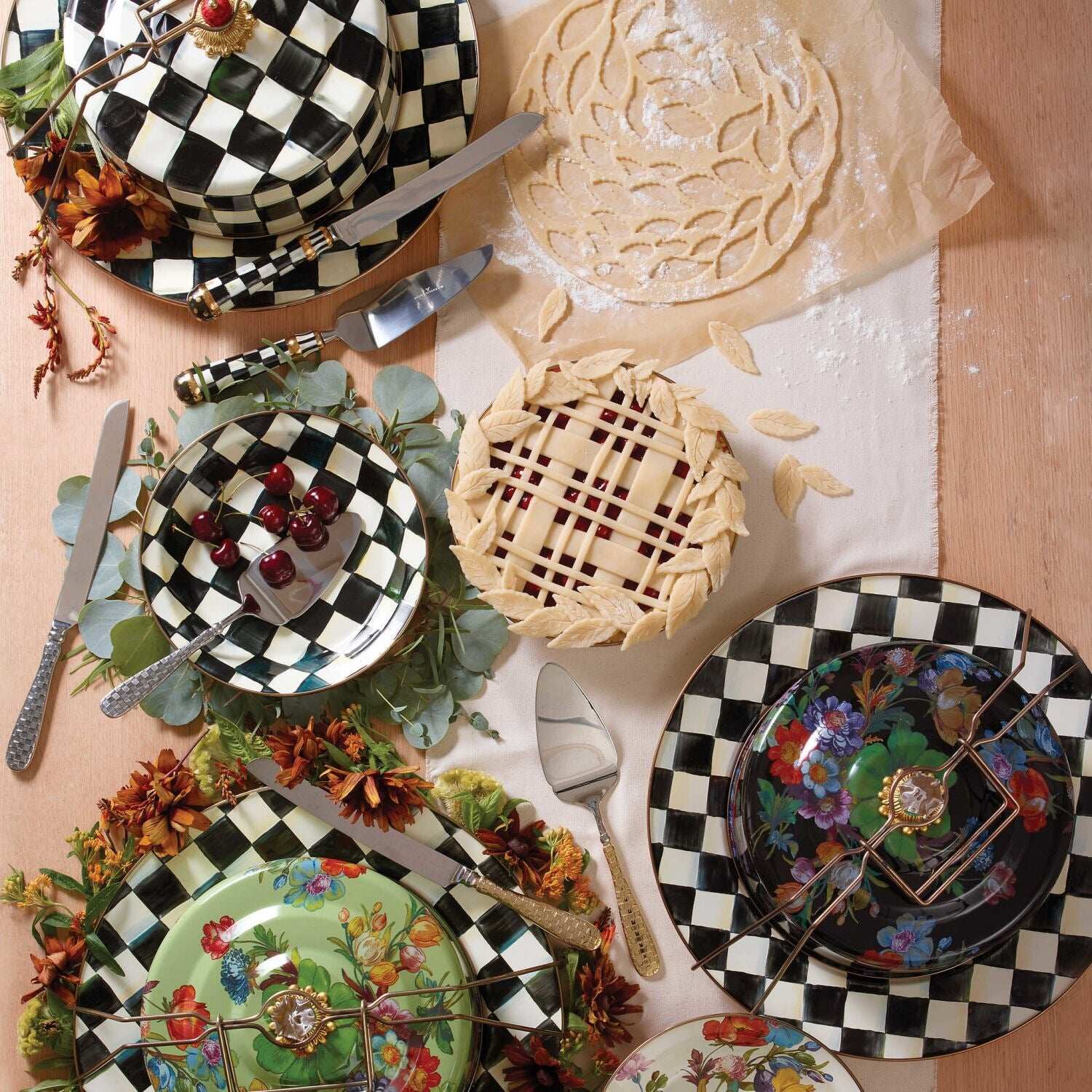 MacKenzie-Childs Check Cake Serving Set