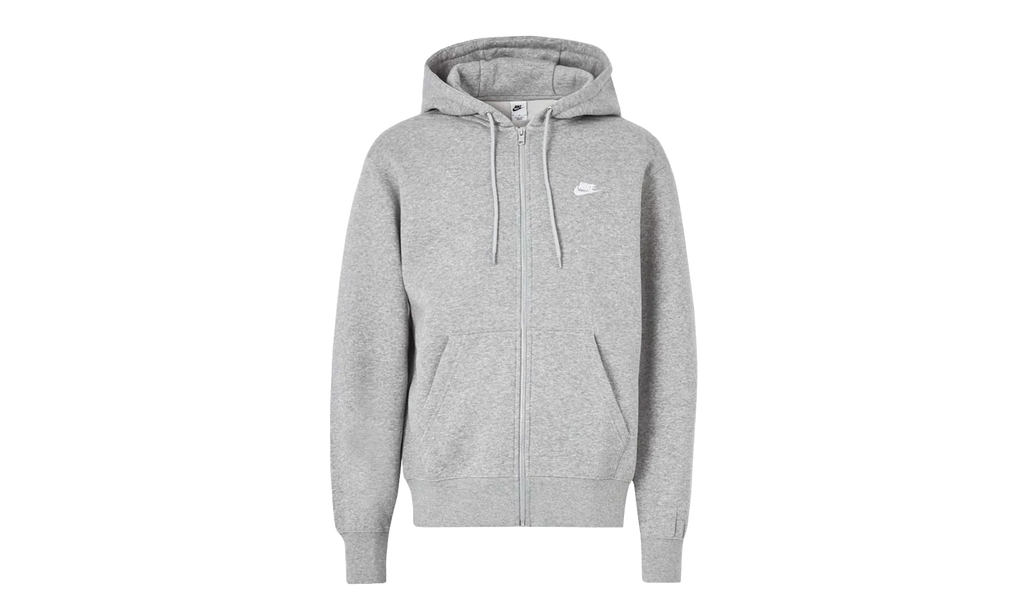 Club Full-Zip Fleece Hoodie "Dark Grey Heather /Light Smoke Grey / White" FN3861 063