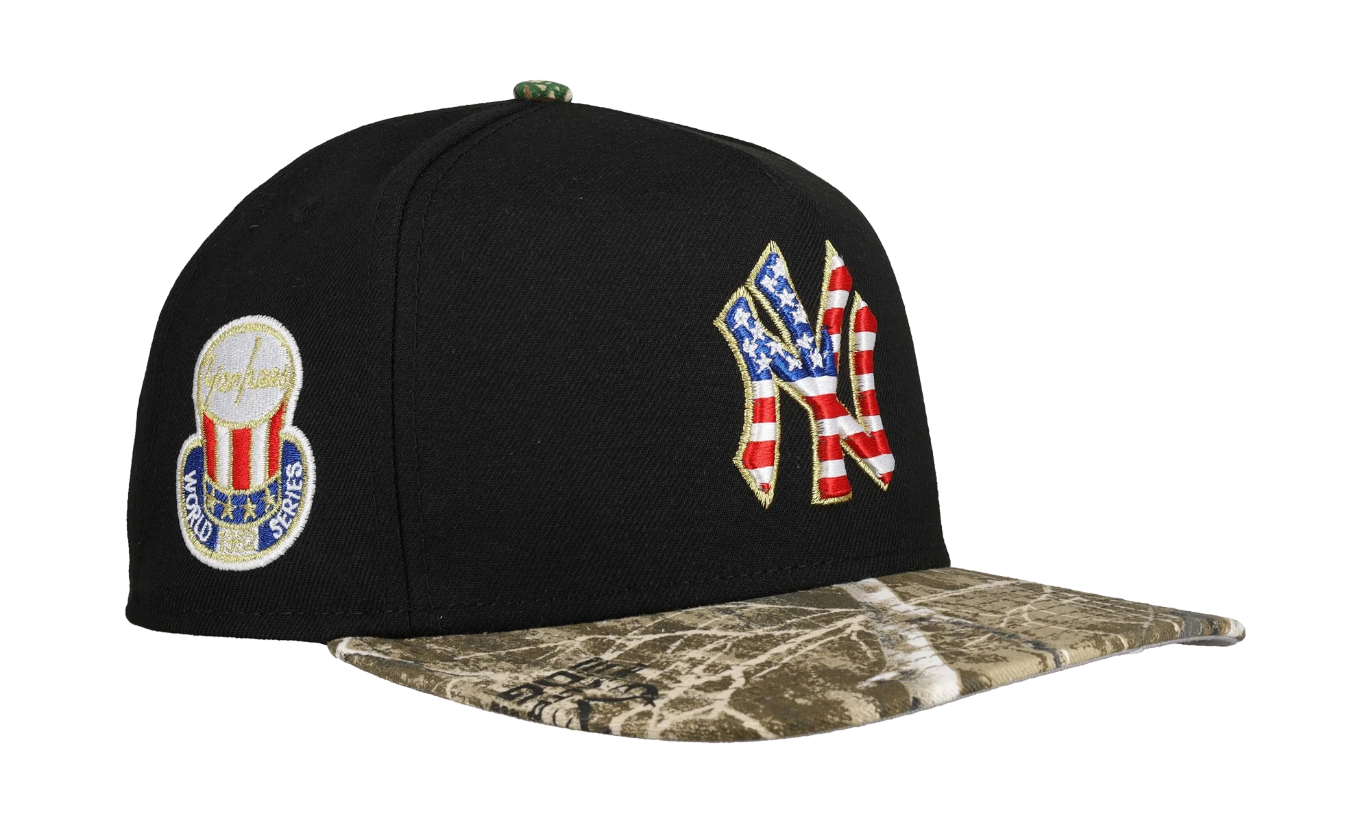 9FIFTY New York Yankees 1952 World Series USA A Frame Snapback Hat "Black / Real Tree Camo" NE231