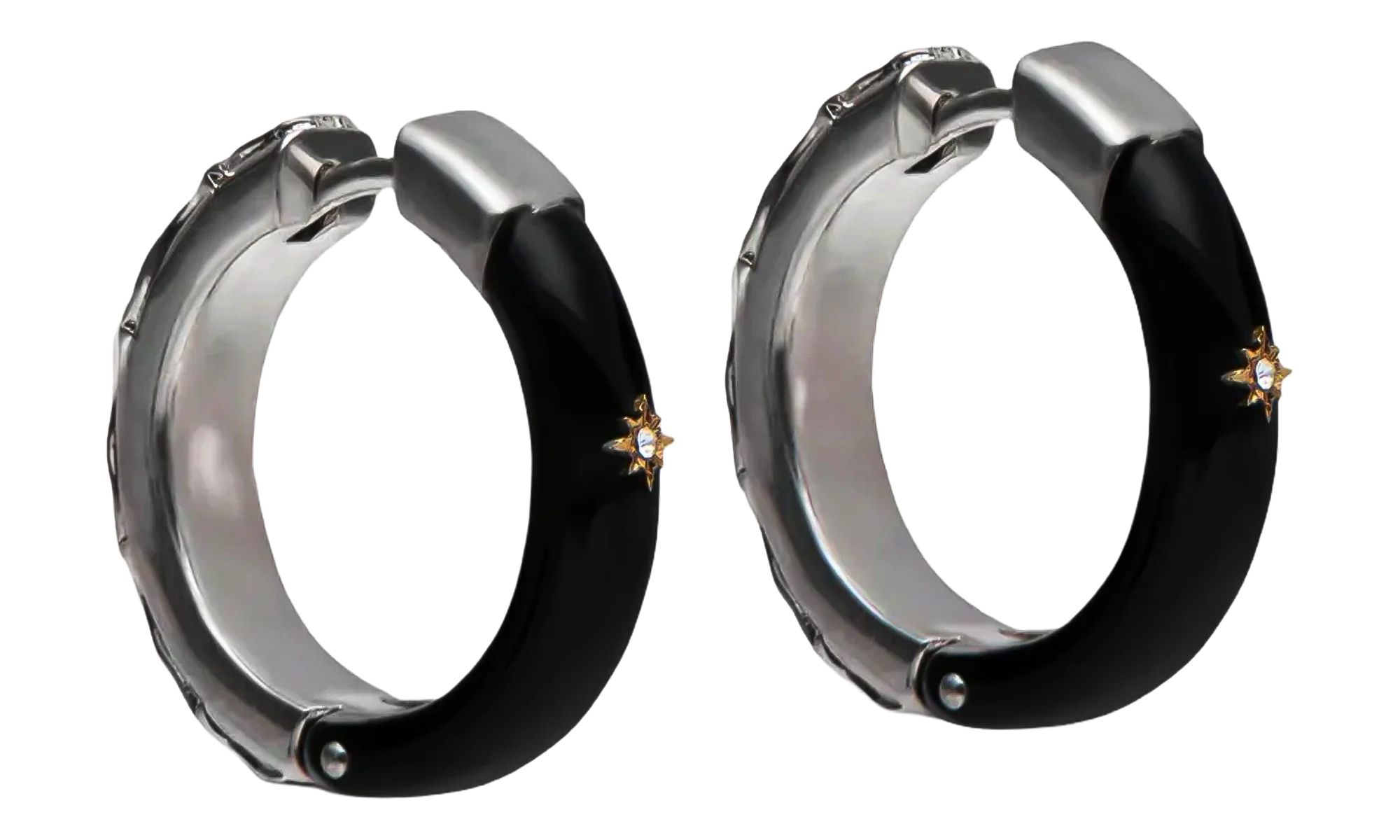 HOOP EARRINGS WITH STAR DETAIL "Black / Silver" SM1VG0050P6478964
