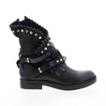 Vianne 250202-102 Womens Black Leather Hook & Loop Mid Calf Boots